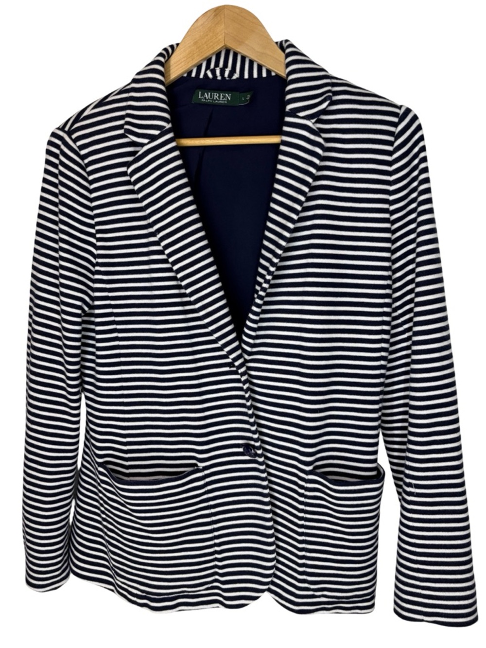 Lauren Ralph Lauren Navy and White Striped Blazer